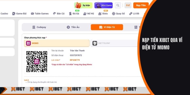 Nạp tiền Xibet bằng hình thức thẻ cào 