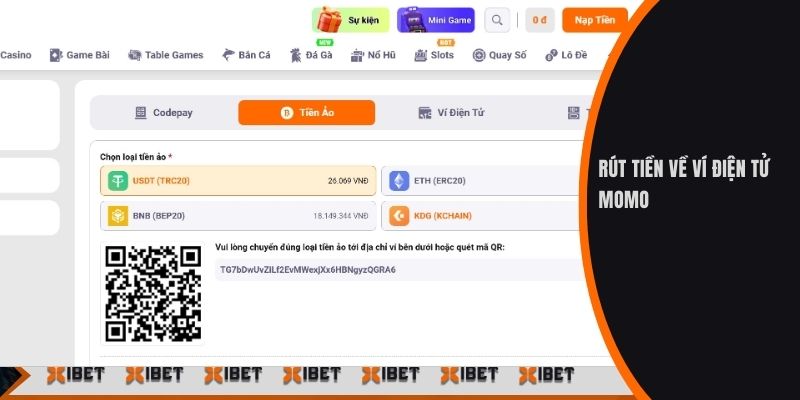 Rút tiền về ví điện tử Momo